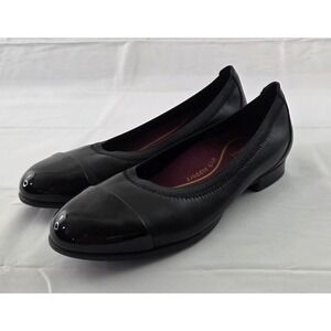 Munro Flats Womens Size 8.5N Black Leather Cap Toe Office Siren Quiet Luxury